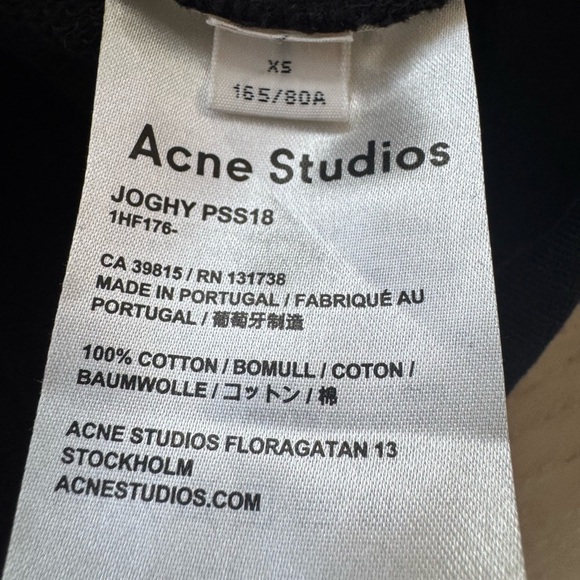 ACNE STUDIOS Black Joghy Cropped Hooded Sweatshirt XS - Picture 9 of 10
